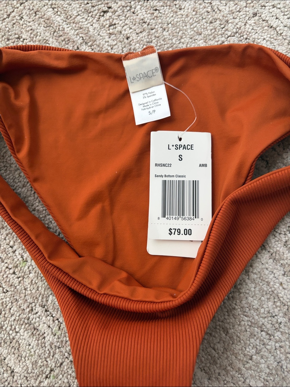 l*space Ribbed Rust Orange Bikini Set - Picture 3 of 4